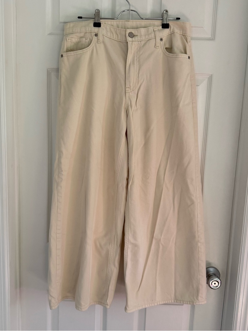 GAP Cream Cotton Lyocell Blend Wide-Leg Mid Rise Jeans